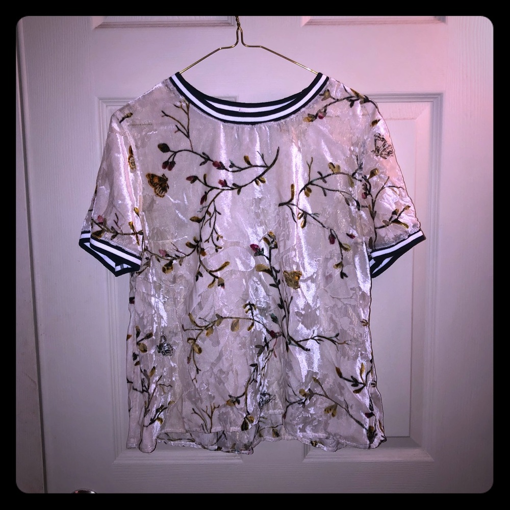 Burnt out crushed velvet tee